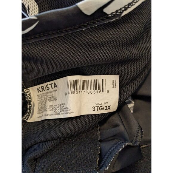 Krista Shape Solution Tankini Top Plus 3X Black White Floral Cruise Vacation - Picture 8 of 8